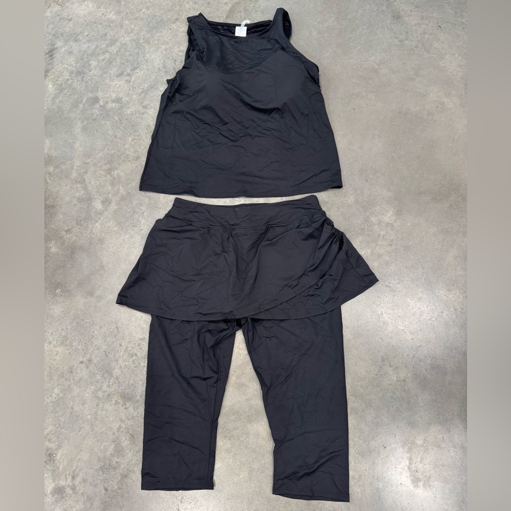 Lands' End Black swim Set